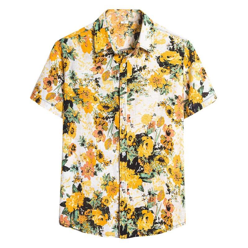 Men's Casual Shirt 3D Music Note Printed Hawaiian Men's Short Sleeve Lining