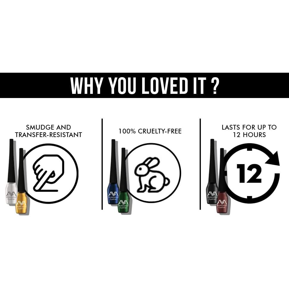 Водостойкая и стойкая подводка для глаз, набор из 4 шт. (Черный, Коричневый, Синий, Зеленый), 20 мл - гель, металлик