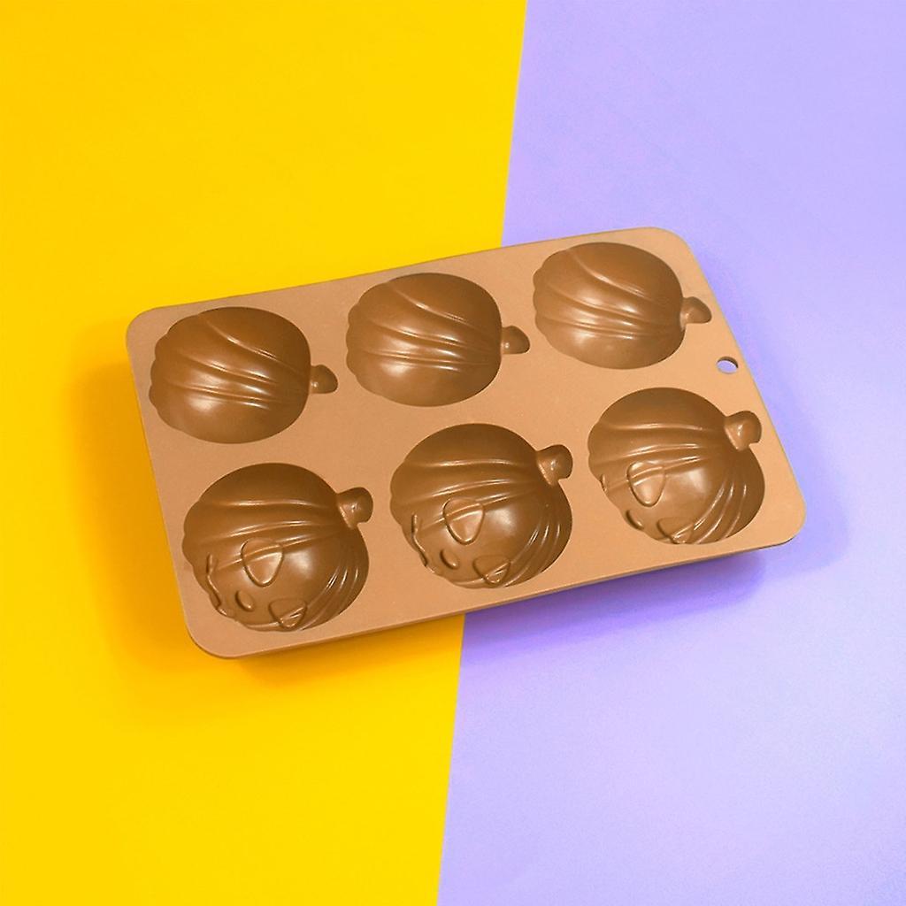 Силиконовая форма для выпечки Хэллоуинская тыква, 6 ячеек, DIY форма для выпечки тортов, для изготовления шоколада, помадки, кексов, антипригарная