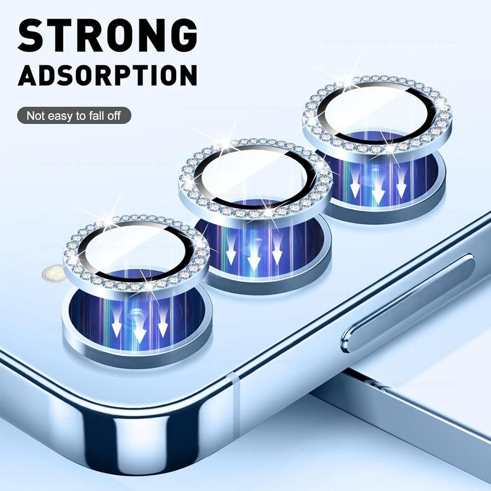Для Samsung Galaxy A16 4G 5G Diamond Camera Lens Protector Блестящая закаленная стеклянная задняя крышка объектива Алюминиевое металлическое кольцо Galaxy A06