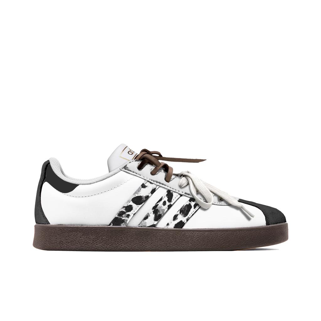 Adidas Neo Vl Court Classic Ink Leopard Heart Trail Low top Skateboard Shoes Unisex Black White JQ2470(TeamM-)