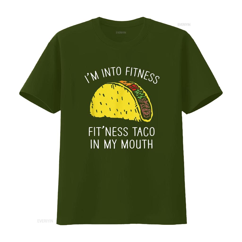 I m Into Fitness Taco in My Mouth Funny P T Shirt for Women Cool and Stylish Fashion Statement vintage Washed Breathable