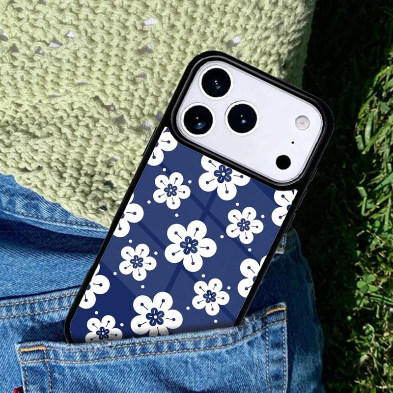 Japanese Style Floral Texture Phone Case For iPhone 17 AIR 16 Pro Max 15 14 Pro 11 12 13 Shockproof Silicone Cover