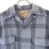 VINTAGE 50s Open collar check Long sleeve Open collar shirt M Gray Men's Used