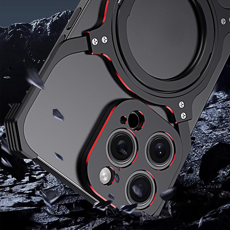 Чехол-подставка для iPhone 14 Pro Безрамочный металлический бампер Чехол для телефона Совместимый с MagSafe