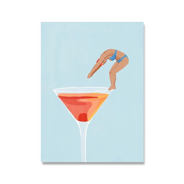 Плакат на скандинавскую тему, вечеринка в бассейне, плавание, дайвинг, ванна, кофейная девушка, абстрактное настенное искусство, холст