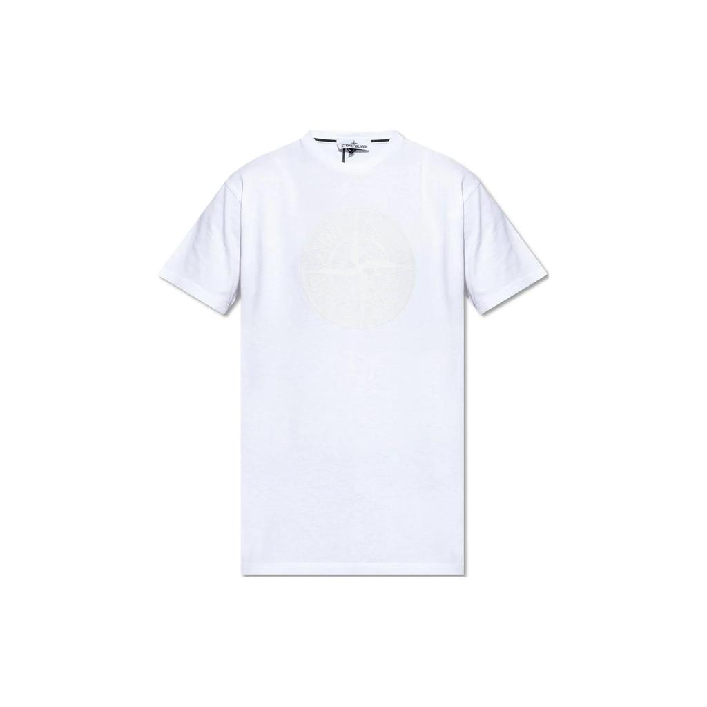 Stone Island Logo Print Crew Neck Short Sleeve T-Shirt Men Tops White 79152NS92-V0001