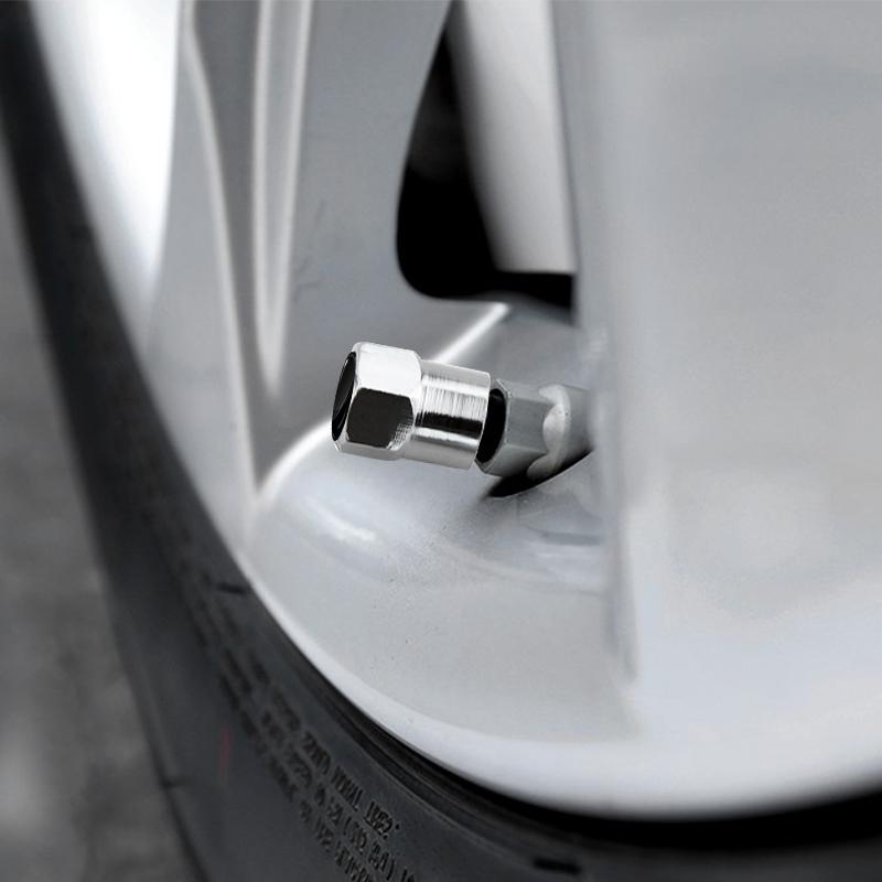 4Pcs Metal Car Logo Wheel Tire Hex Valve Caps Stem Case Covers For Tesla Model S Model X Model Y Cybertruck Model 3 Model Y