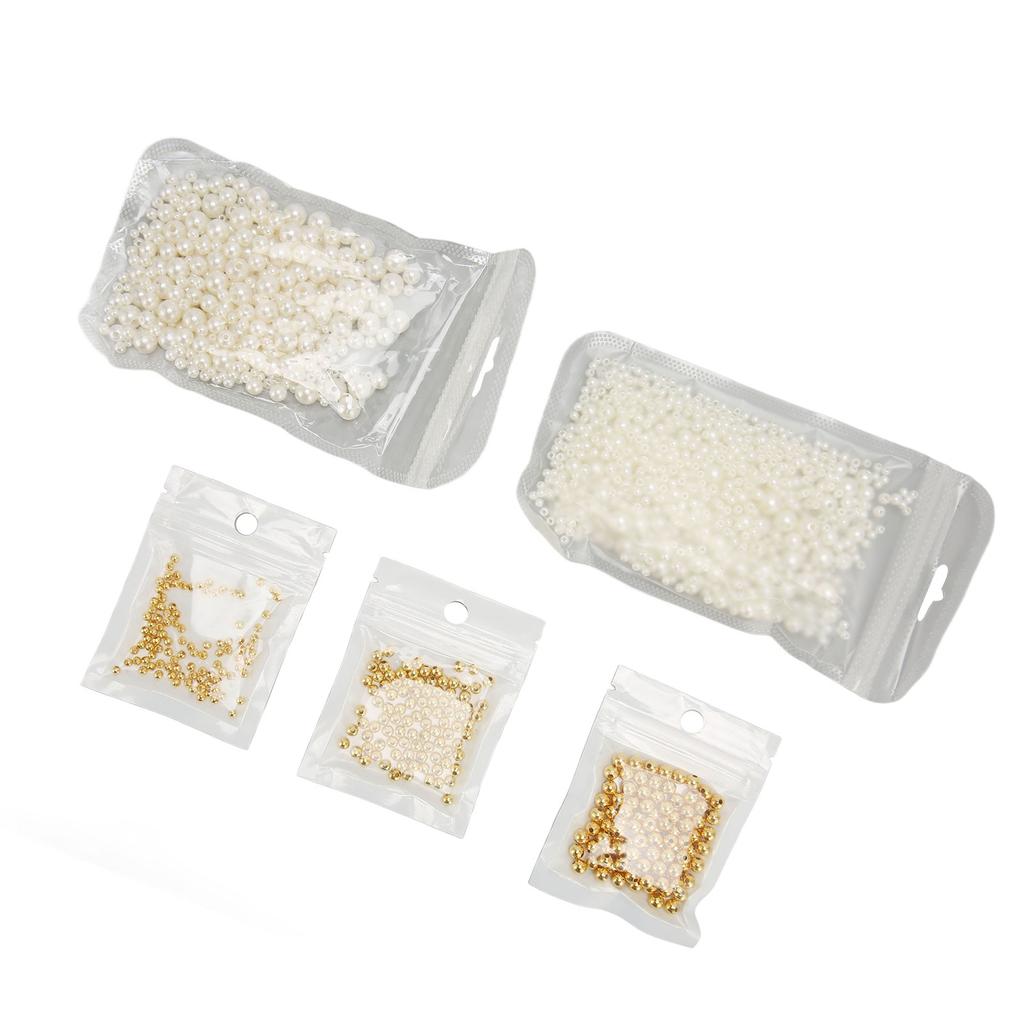 5 Packs Round Spacer Beads Pearl Golden Style Smoothing Light Widely Used Bracelet Beads for Jewelry Craft DIY