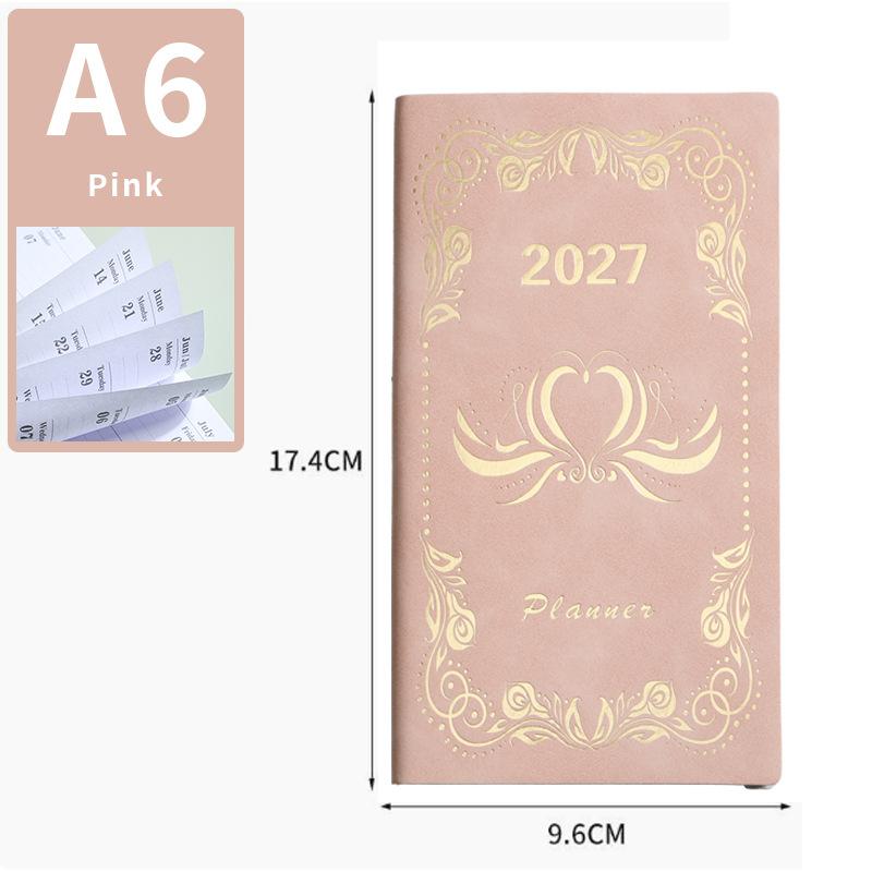 2027 Portable A6 Daily Planner 365 Day Time Schedule Management Calendar Diary Notebook for Office Travel Use
