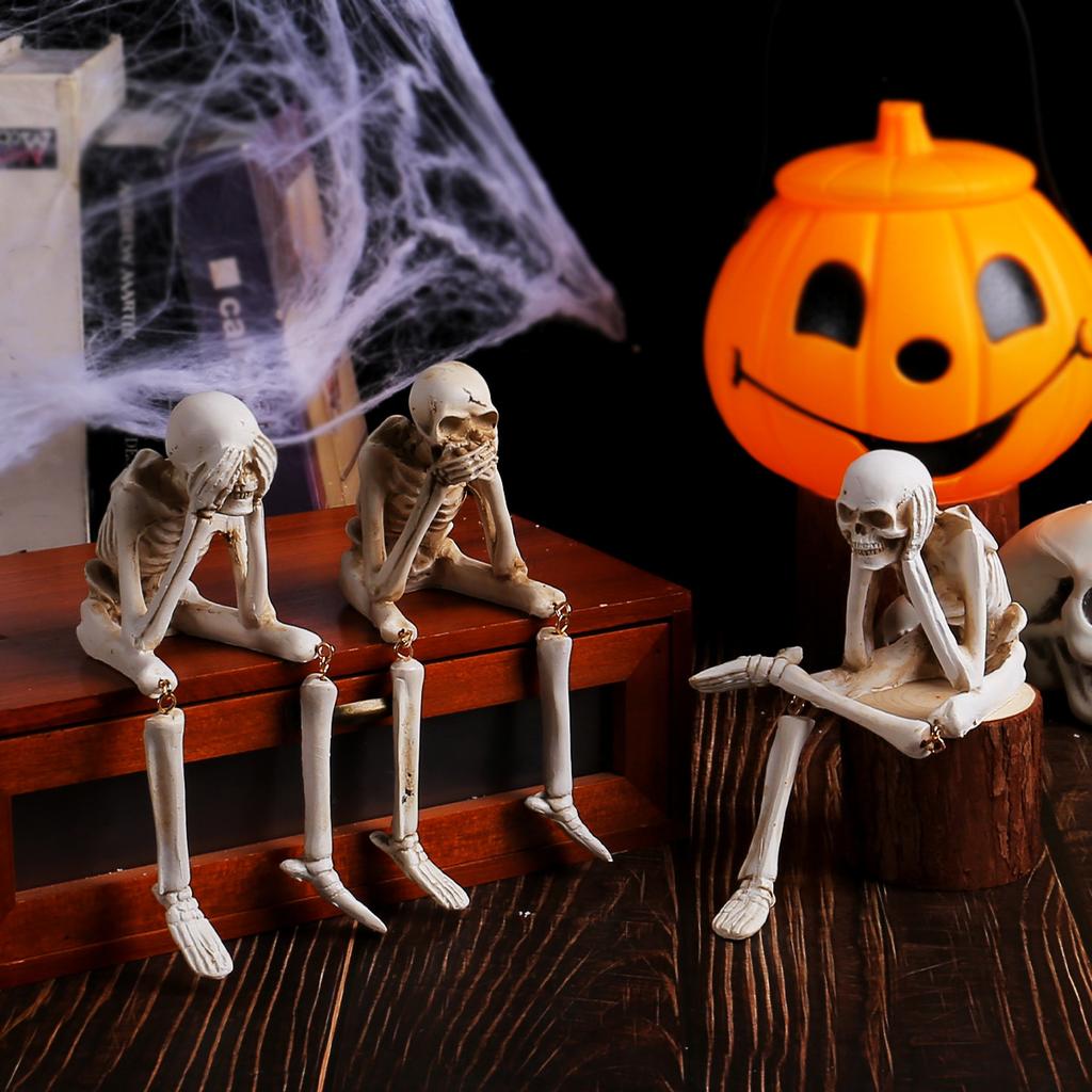 Halloween Skeleton Resin Ornaments Ghost Festival Don’t Hear Don’t See Atmosphere Skeleton Skeleton Craft