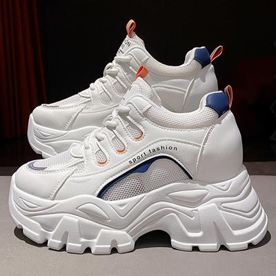 Новые кроссовки на платформе для женщин, летние дышащие сетчатые Нескользящие вулканизированные туфли, женская повседневная спортивная обувь на толстой подошве со шнуровкой