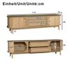 TV Cabinet - Natural Wood Blend TV Cabinet with Doors and Drawers. TV Stand with Rattan Sides. Storage Solution, Natural Country Style