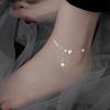 Women Anklet Rhinestone Butterfly Decor Adjustable Length Tassel Chain Polished Copper Lady