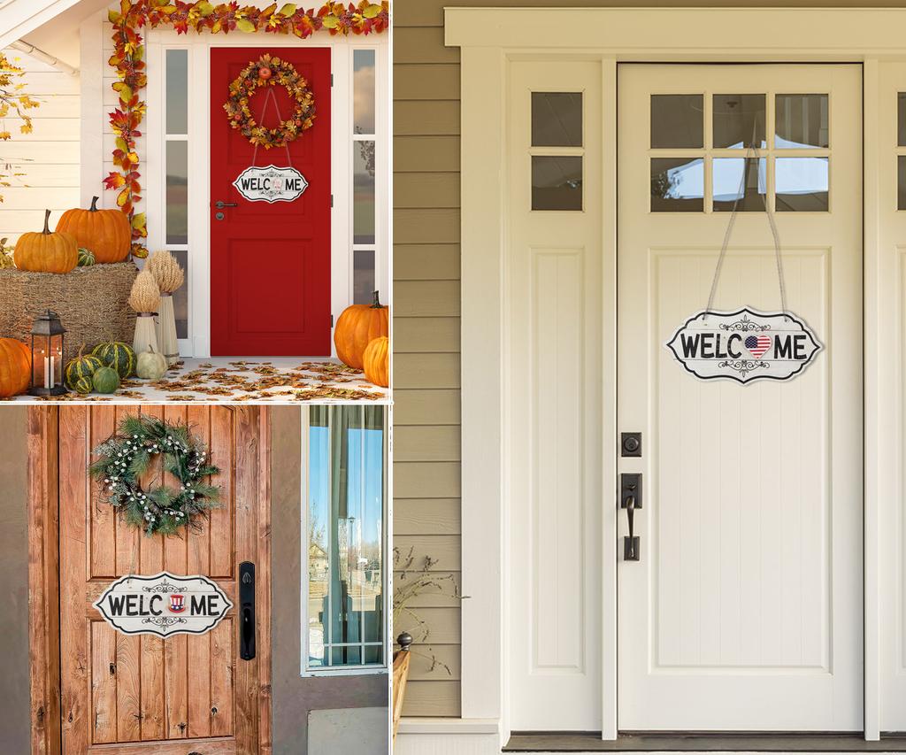 Inkdotpot Приветственный знак, украшения для входной двери, подвесные деревенские деревянные сезонные праздничные украшения, подарок на новоселье, настенный подвес 18 дюймов