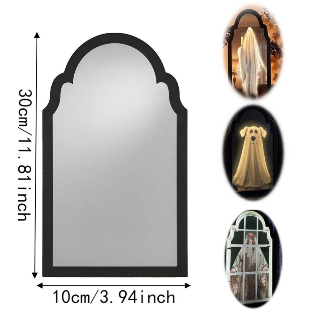 Battery Operated LED Mirror Decor Light Up Halloween Wall Decor Spooky Glowing Ghost Decor Bedroom