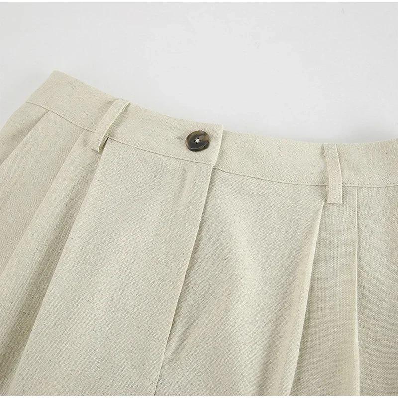 Casual Solid Vest Suit Women Sleeveless Single Breasted Tops High Waist Pants Summer Fashion Lady Elegant Set