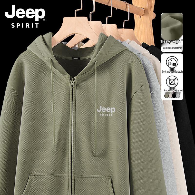JEEP SPIRIT Мужская толстовка с капюшоном на молнии, тяжелая