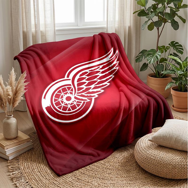 Detroit Red Wings Flannel Fleece Blanket Cozy Warm Throw Blanket For Couch Bed Travel All Season Use