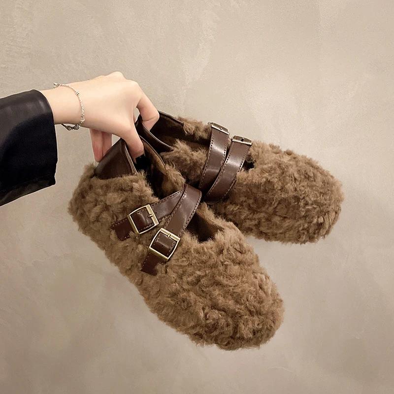 Женские меховые леопардовые хлопковые туфли на плоской подошве, повседневная обувь для женщин, тренд 2025 года, новые зимние сапоги, зимние удобные женские зимние ботинки