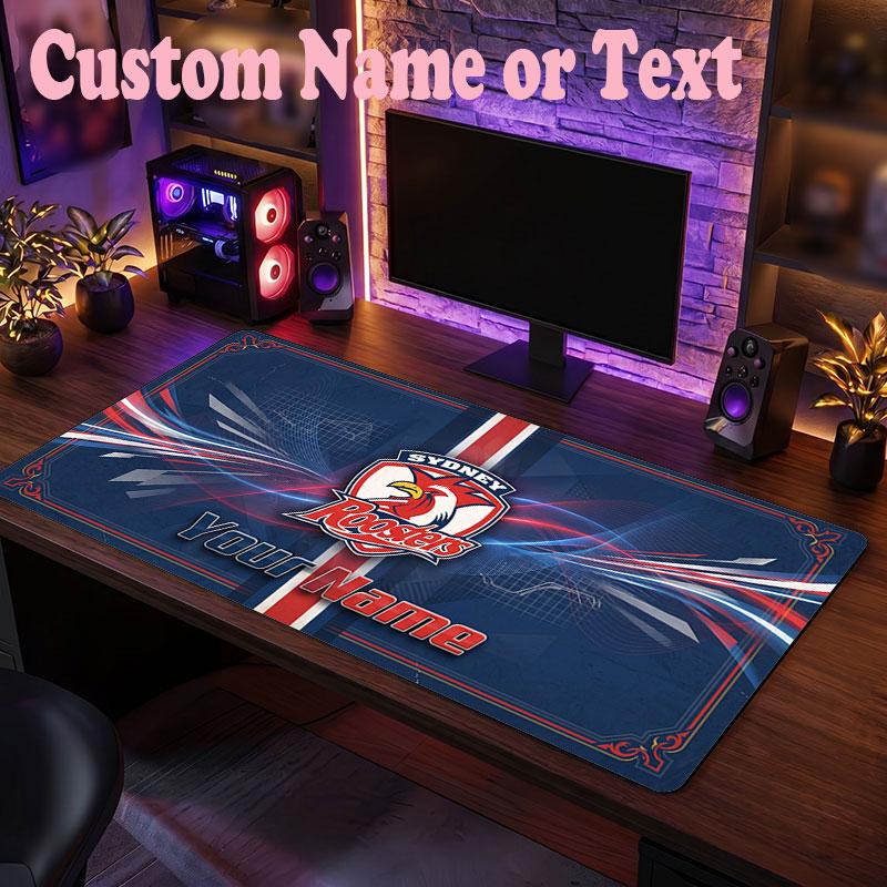 Sydney Roosters Customized Name Text Mouse Pad, Large Desk Mouse Mat Personalized Home Office Present