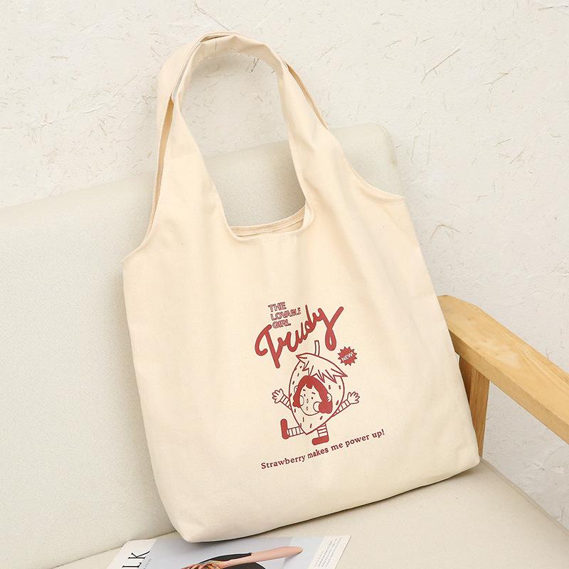 Fashion Single Shoulder Portable Large-capacity Canvas Bag Women's Bag Simple and Fresh Shopping Bag Can Be