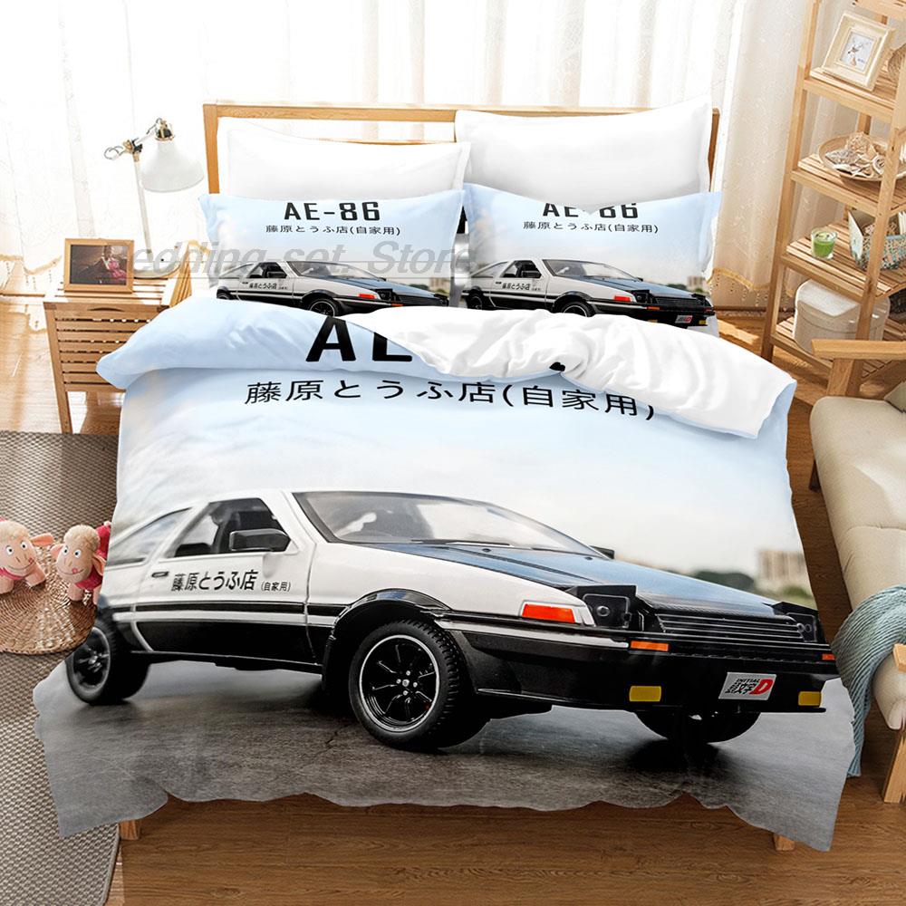 Initial D Ae86 Комплект постельного белья Single Twin Full Queen King Size Комплект постельного белья Aldult Kid Bedroom Duvetcover Sets 3D Anime Bed Sheet Set