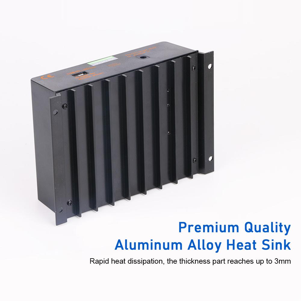 40A ШИМ-контроллер заряда солнечной батареи 12 В/24 В Самоадаптирующийся ЖК-дисплей Солнечная панель Зарядка аккумулятора