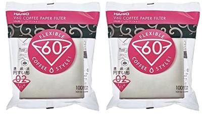 Бумажные фильтры Hario V60 100 фильтров x 2 02W, 1-4 чашки, (ВЦФ-02-100Вт) (200 фильтров)
