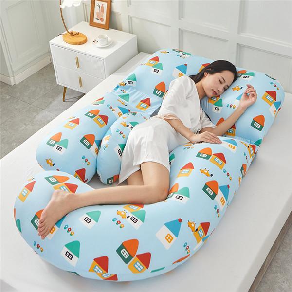 U-образная подушка для беременных и наволочка из чистого хлопка для беременных, удобная подушка для сна для беременных, боковая подушка для беременных