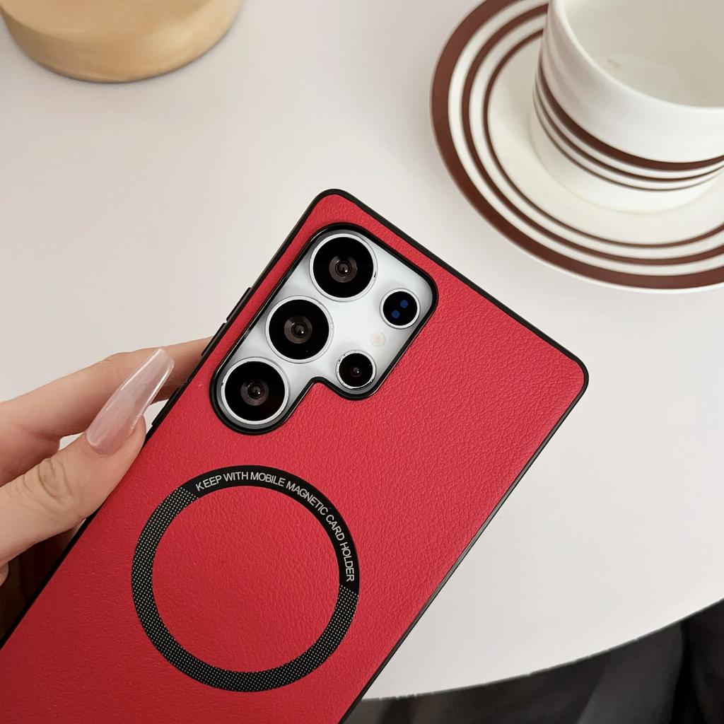 For Samsung Galaxy S25 Ultra Magnetic Case Anti-Drop PU Leather + TPU Cover