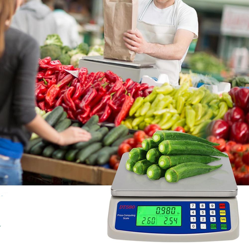 30 кг/1 г Коммерческие весы для продуктов ЖК-дисплей Весы для расчета цены Многофункциональные весы из нержавеющей стали Счетные весы для приготовления пищи