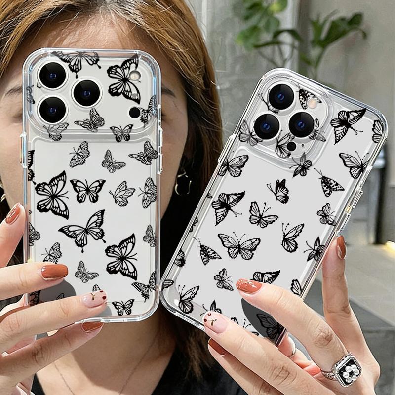 Чехол с узором бабочки для iPhone 17 Pro Max, чехол для iPhone 16 15 14 13 12 Pro Max 11, прозрачный ТПУ силиконовый мягкий чехол