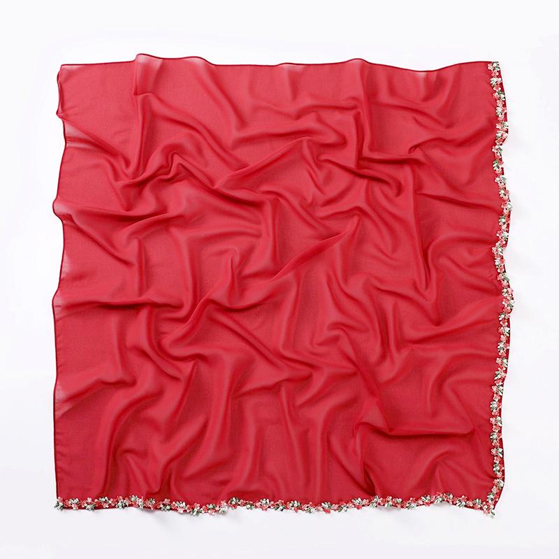 1 шт. головной убор, цветочная шаль, кружево, бисер, модный искусственный жемчуг, женский головной убор, мусульманский хиджаб, квадратный шарф, шифоновый тюрбан