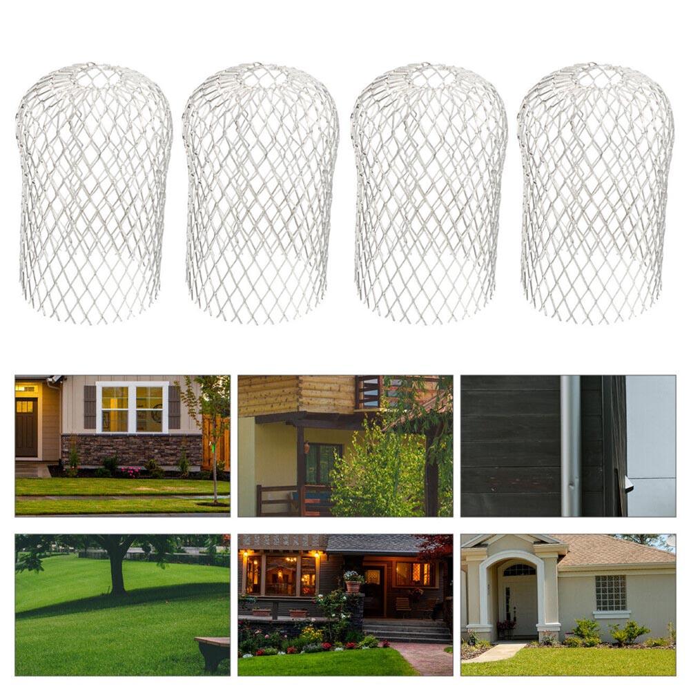 4pc Aluminum Mesh Gutter Guards for Downpipe Leaf Debris and Mud Trap Covers Protecting Drain Pipes from Blockages