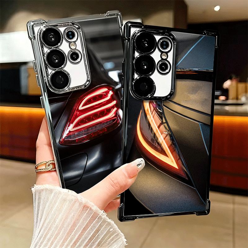 Sports Car Cool Taillight Plating Phone Case For Samsung Galaxy S24 S25 FE S26 Edge S23 Ultra S22 S21 Plus S20 Anti-Fall Airabag