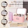 Дорожная косметичка с зеркалом со светодиодной подсветкой, большой вместимости, застежка-молния, дизайн ручки, портативная косметика