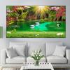 Abstract Swan Waterfall Lotus Canvas Painting Modern Landscape Posters and Prints Wall Pictures Living Room Home Decor No Frame