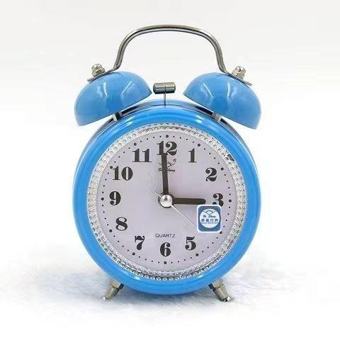 Special for students Metal bell alarm clock creative learning silent night light classic loud bedside cute clock