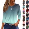 Жен. Футболка Футболка с принтом Пуговицы Рукав 3/4 Повседневные Выходные Мода Классический Круглый вырез Обычный Топ
