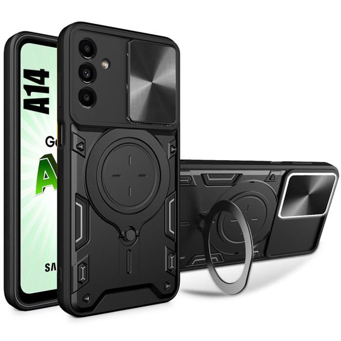 Case for Samsung Galaxy A14 4G-5G Black - Shockproof Back Ring Holder Camera Cover