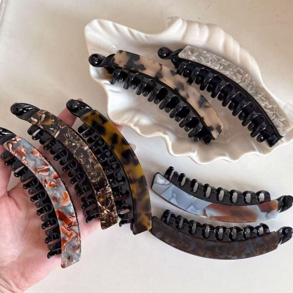 Geometric Acetate Banana Clip Acetic Acid Vertical Clip Leopard Print Hair Clip Female