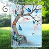 2D Flat, 1pc, 2D Flat Printing, Butterfly Cherry Blossom Tree Garden Flag, Polyester Material, Multiple Sizes, Machine Washable and Durable for Outdoo