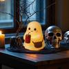 Cute Ghost Lamp Resin Ghost Holding Cup Night Light Halloween Desktop Decor for Bedroom Living Room Indoor Home Decor