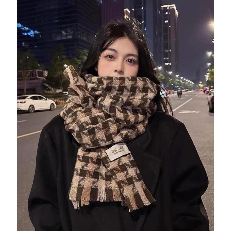Plaid Collection~ Korean Plaid Fringed Ins Scarf Female Autumn And Winter Students Warm Atmosphere Scarf