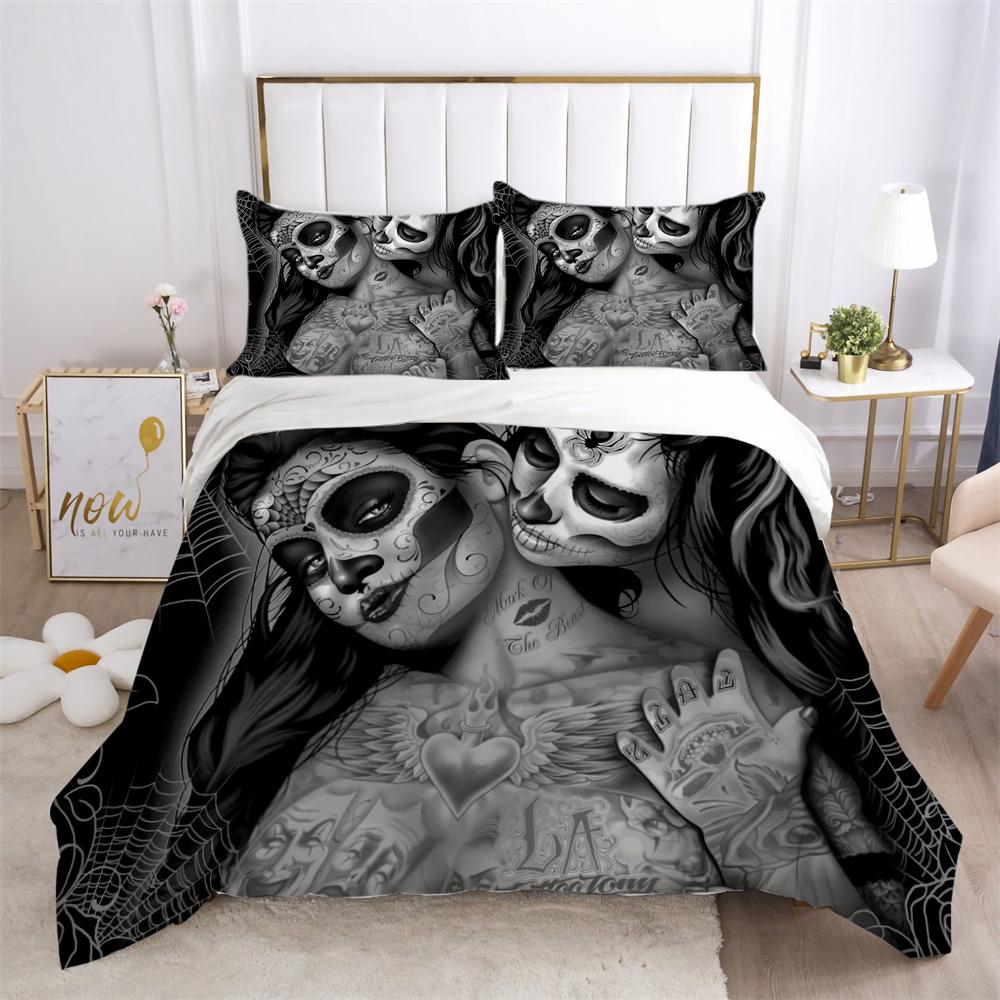 3D Skull Printing Bed Cover King Size Polyester Bed Clothes Design Soft High Ranking Home Bedclothes