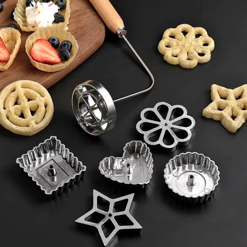 2-Piece Set Aluminum Alloy Non-stick Spoon Frying Mold Rosette Cookie Waffle Cake Ring Molds Shredded Carrot Cookie Kitchen Baking Gadgets