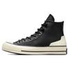 1970s Lace-up Waterproof Leather High Top Board Shoes Unisex Black & White