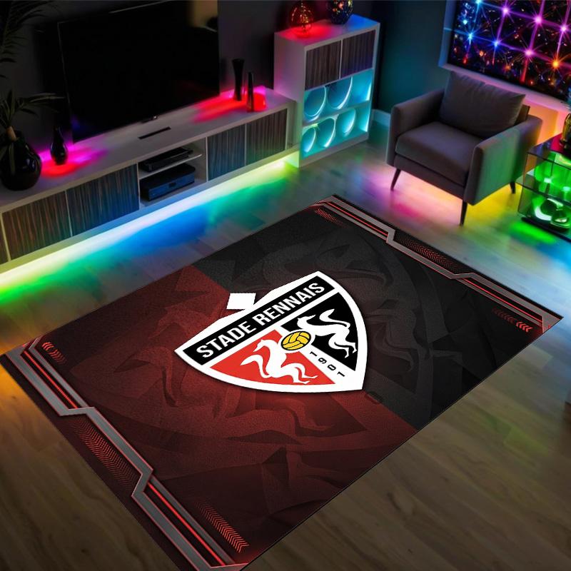 Stade Rennais FC Design Crystal Velvet Carpet Cozy Non?Slip Printed Rug For Bedroom Living Room Entrance