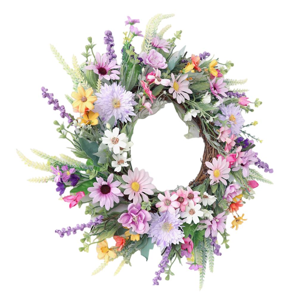Artificial Flower Wreath Spring Wreath Decoration for Front Door Farmhouses Garden for Wedding Party Decoration